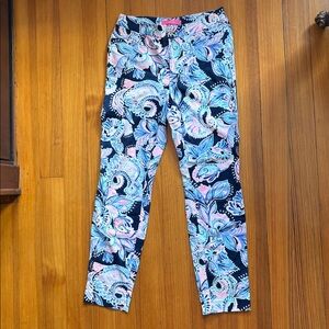 Lilly Pulitzer Blue and Pink Paisley Cropped Pants